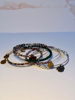 Alex and Ani Bracelet Bundle Set Mixed Beaded & Crystal Bangles Lot of 5